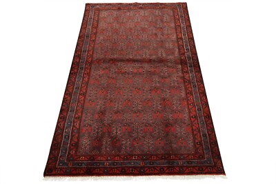 Zanjan Rug 4'3'' x 6'8'' Black Wool Vintage Tribal Hand-Knotted Oriental Carpet