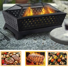 34"x24" Outdoor Stove Wood Burning Stove Camping Fire Pit Antiqued Knit Pattern