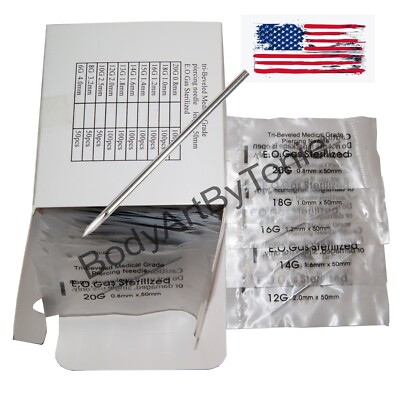 50 Piercing Gauge Tri Bevel Pierce Needles