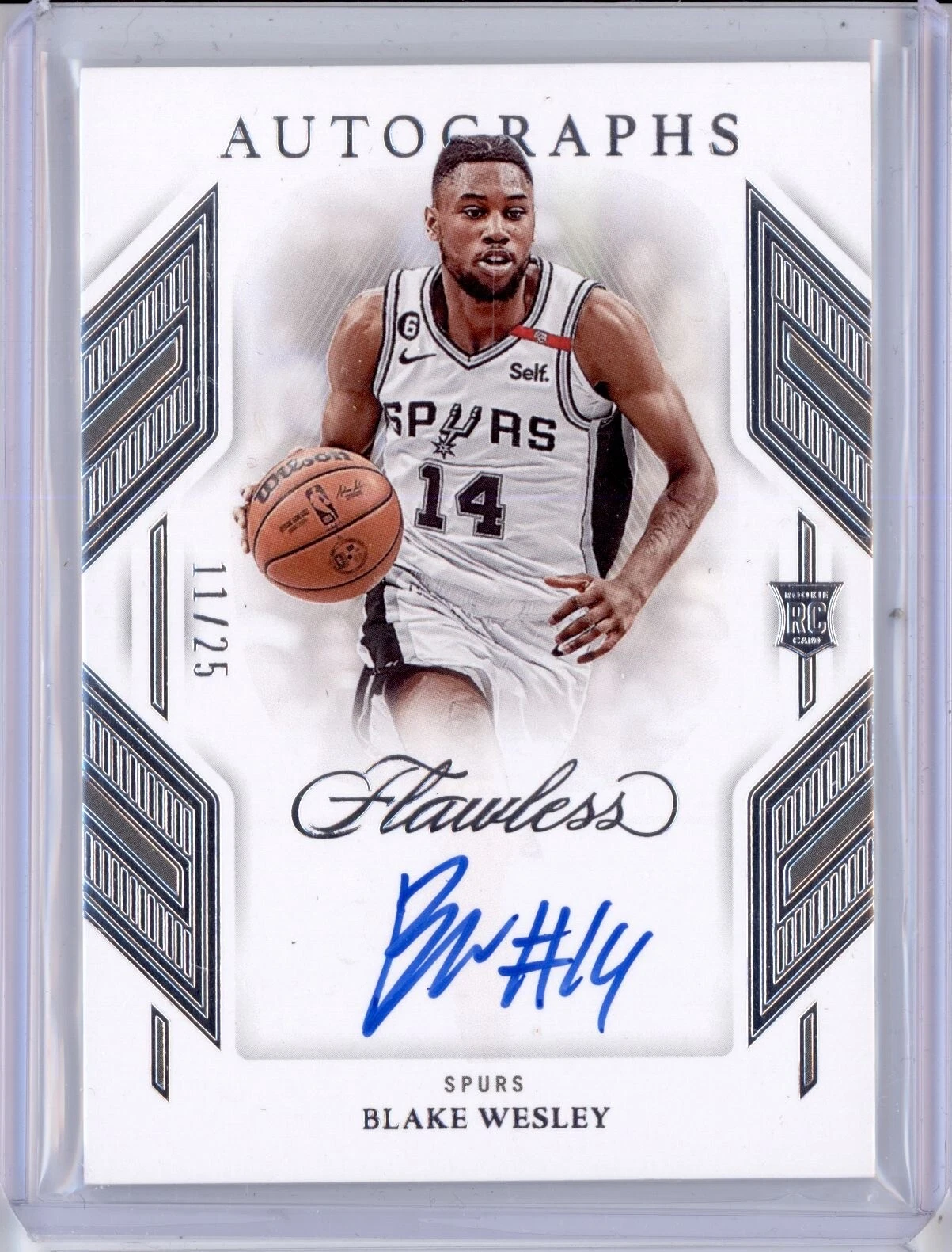 BLAKE WESLEY 2022-23 PANINI FLAWLESS ROOKIE AUTOGRAPHS AUTO 11/25 RC SPURS 