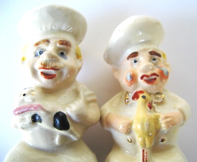  Vintage Ceramic CHEF BOSTON TERRIER DOG Salt & Pepper Shakers Japan