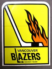 1970's VANCOUVER BLAZERS WHA Hockey peel off sticker mint
