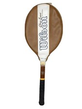 Vintage Wilson Chris Evert Autograph Tennis Racket w/ Leather Cover 4 3/8