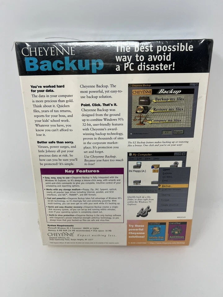 Cheyenne Backup V2.0 for Windows PC CD-ROM 1991 Vintage Software New Sealed - Image 4 of 4