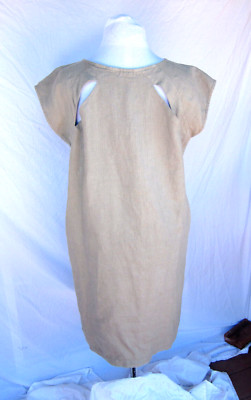 Black Crane sage linen sheath M L dress back vents Glad to be here 