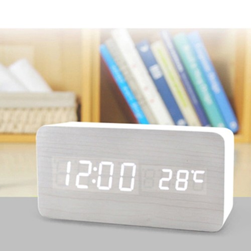 New Modern Wood Digital LED USB/AA Alarm Clock Calendar Thermometer Home Decor - Picture 19 of 21