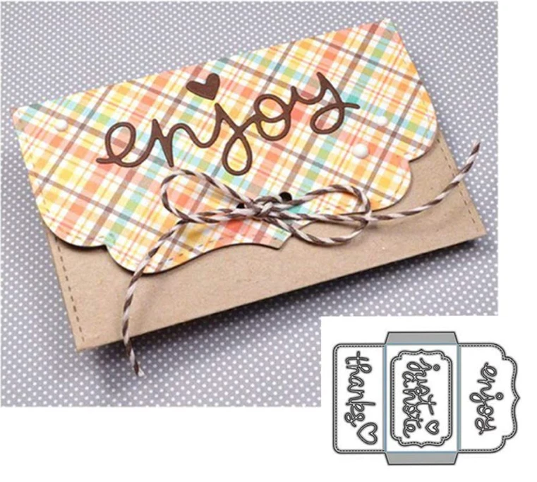 Enjoy thanks Envelope Metal Cutting Stencil for Paper Card Scrapbooking Dies