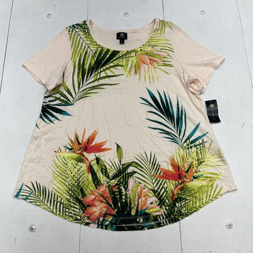 JM Collection Oasis View Shirt Sleeve Tee Women’s Plus OX New