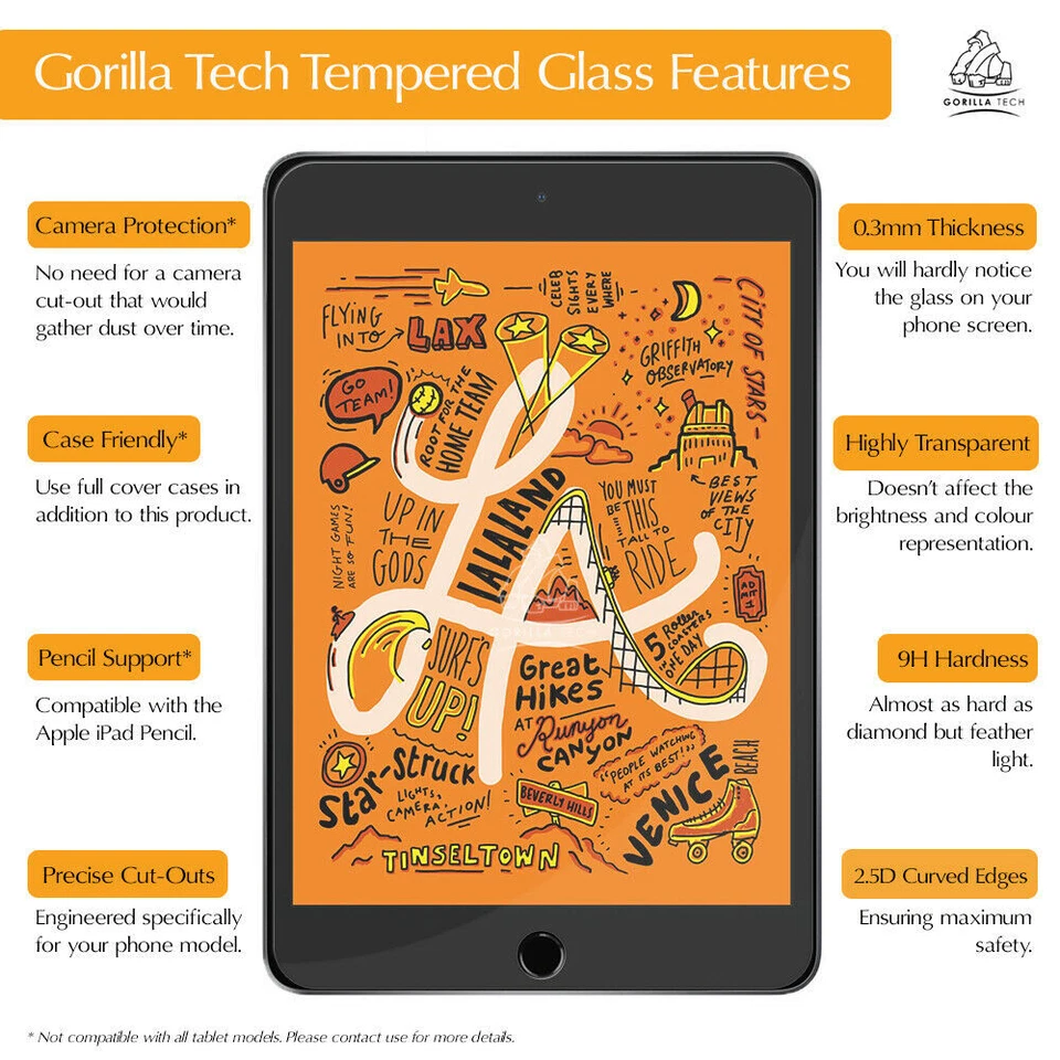 Gorilla Tempered Glass Screen Protector Shield Guard iPad Mini 5th Gen 2019 New - Image 4 of 4