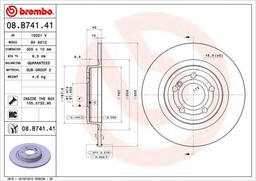 BREMBO Rear Axle BRAKE DISCS + PADS SET for MERCEDES BENZ SLK 200 2015->on - Picture 2 of 8