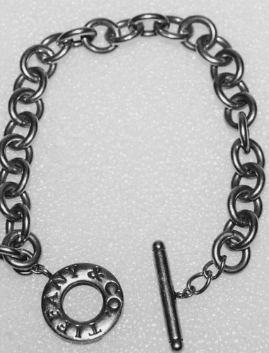 authentic tiffany & co 925 silver toggle clasp chain bracelet 8"