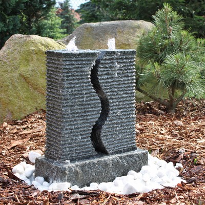 CLGarden Granit Springbrunnen SB5 Wasserspiel 2 Säulen mit LED Beleuchtung Set