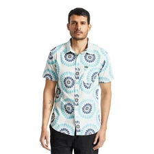 Brixton Men's Charter Print Short Sleeve Standard Fit Button Front Shirt- XL
