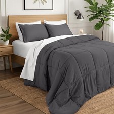 Comforter Set Twin/Twin XL Comforter Set 06 - Forged Iron Grey Box Stitch 