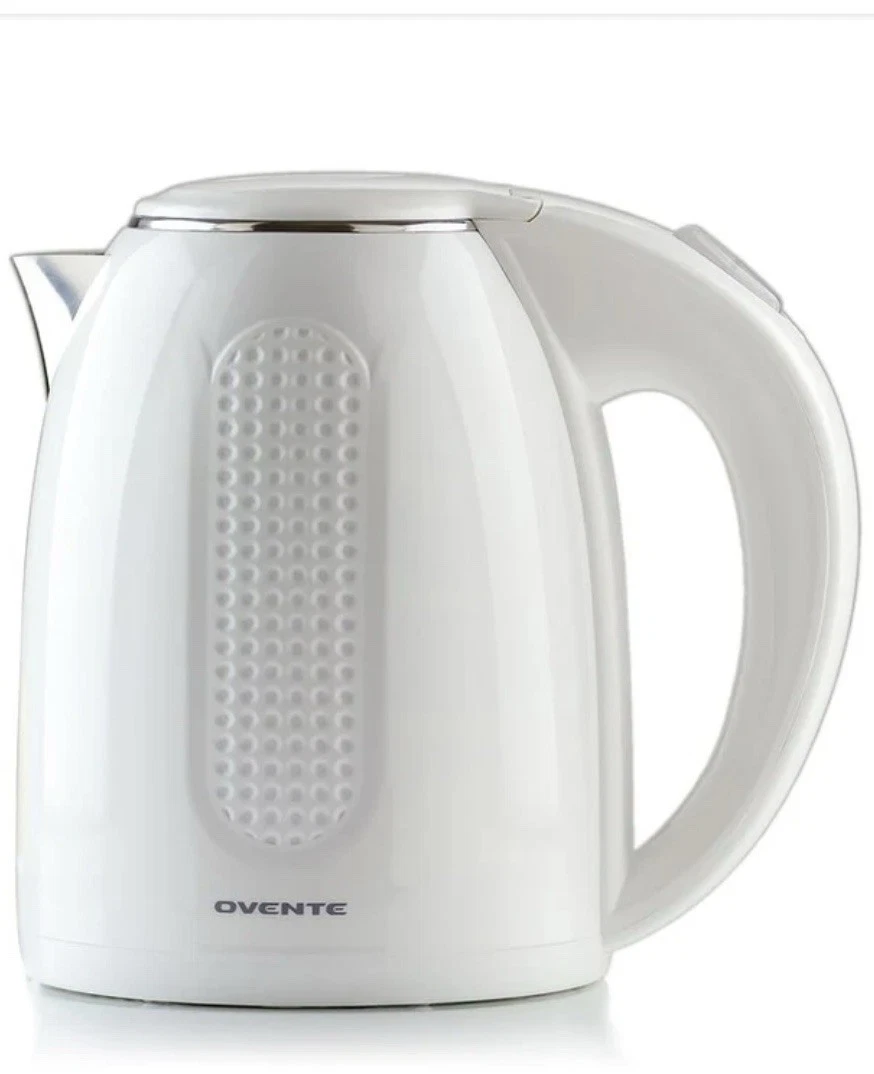 Ovente Electric Hot Water Kettle Boiler 1.7 Liter Stainless Steel White KD64W