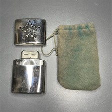 Reusable Metal Catalytic Hand Warmer w/ Cloth Pouch, Silver Tone Finish