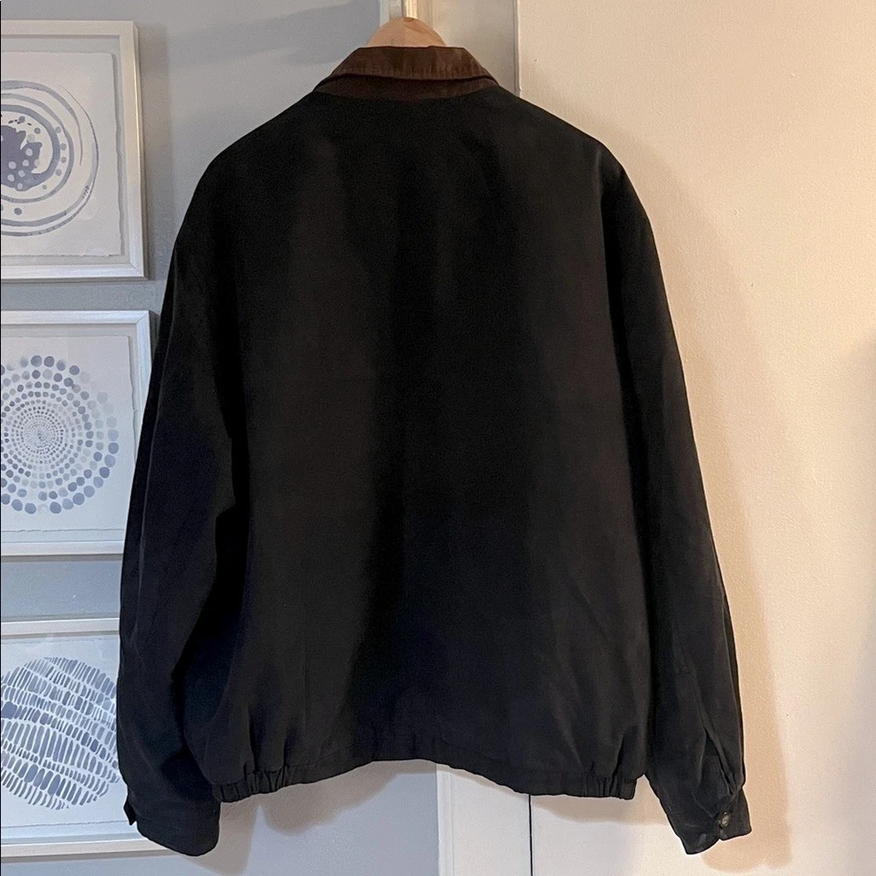 Weather Tamer Men's Faux Suede Black Jacket with Brown Collar Size XL - Image 2 of 4