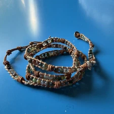 Beaded Wrap Bracelet  Boho  Natural Beach 36”