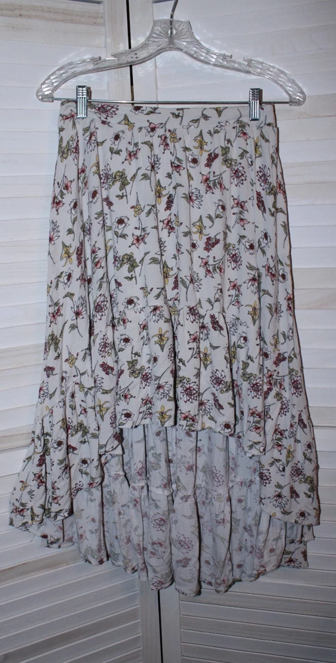 XHILARATION Falda Floral Asimétrica Dobladillo Alto Bajo Para Mujer’s Estilo Boho Talla XS Foto 3 de 4