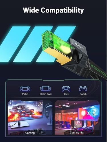 UGREEN Câble Ethernet Gaming, Câble Réseau Spécial Haute Vitesse CAT 8 1,5M - Photo 8/10