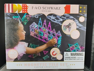 FAO Schwarz Magnetic Tile Set 40-Piece Creativity Kit Ages 3+