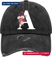 Classic Alphabet A-Z Cute Letter Cap Personalized A-Z Monogram Washed Distressed