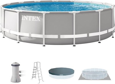 Above Ground Pool Set, 15ft x 42in Prism Frame w/ 1000 GPH Pump, Ladder & Cover