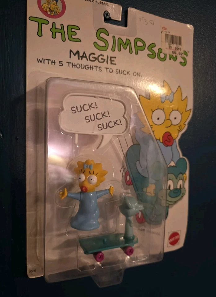 Raro Mattel Vintage 1990 Los Simpson MAGGIE ¡Suck! Chupar! Chupar! Figura de acción nueva Foto 2 de 4