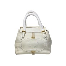 FENDI Selleria Villa Borghese Handbag Leather White women hand bag purse handle