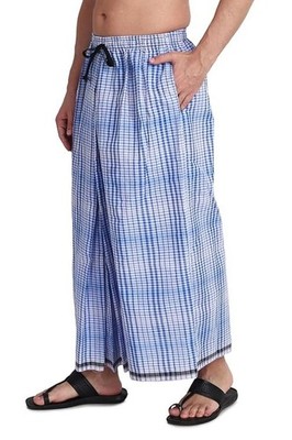 Elastic Premium Lungi Dhoti with Dual Packet Pack of 1  C Blue