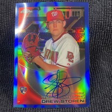 2010 Topps Chrome Rookie Auto Blue Refractor /199 Drew Storen #216 Auto RC