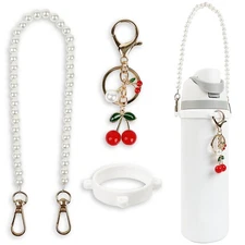 Handle Strap and Cherry Charm Set for Owala Water Bottle 24 oz, 32 oz, 40 oz,...