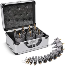 Worker Bee Heavy Duty Hole Saw Set, 12-Piece, Carbide Hole Cutter Kit, Titanium