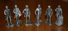 6 Vintage Pewter Figures Hudson 1973 PW Baston Franklin Washington Madison