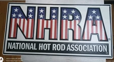 NHRA Stamped Metal Wall Decor Sign National Hot Rod Assn NEW Raised Letters