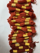 Vintage DMC Wool Yarn Laine Divisible 5 Meters Lot of 21 Orange Peach Red