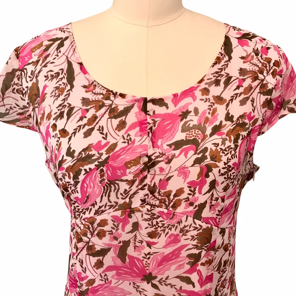 VTG 90’s Y2K Silk Dress Pink Floral Dainty Fairy Pastel Cottagecore Women’s 12 - Image 2 of 4