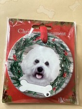 BICHON FRISE DOG CERAMIC CHRISTMAS ORNAMENT  NWT