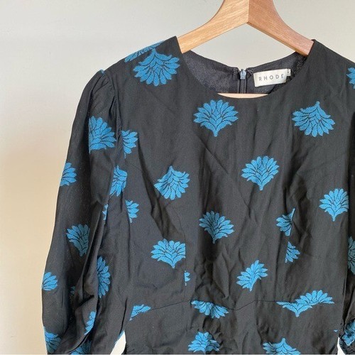 $ 495 Neu mit Etikett Rhode Pia Mini Puffärmel Kleid mit Fächerclip Jacquard Größe 4 - Bild 5 von 10