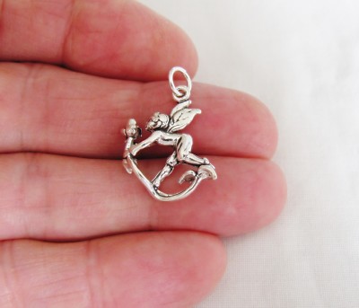 Sterling Silver Pixie Fairy smelling flower charm