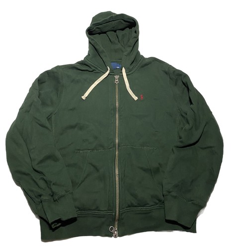 Men’s POLO Ralph Lauren Thermal Hoodie Full Zip Green Size Large Y9