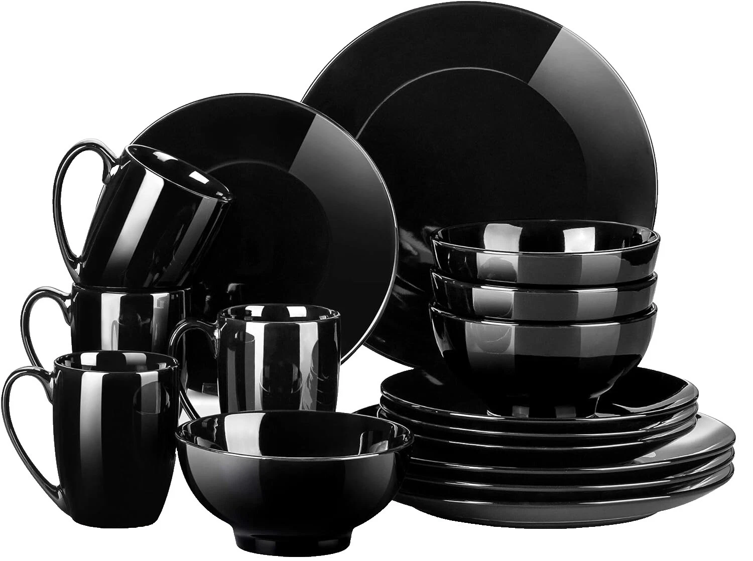 Tazones de cerámica negra Servicio de Cena Conjuntos