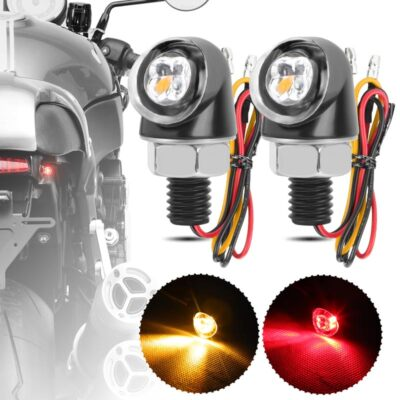 #ad 2X Motorcycle LED Blinker Turn Signal Light Mini Brake Red Amber Indicator Black $14.98
