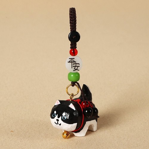 Beads Wooden Carved Dog Keychain Weave Rope Car Keyring Gifts - Picture 9 of 24