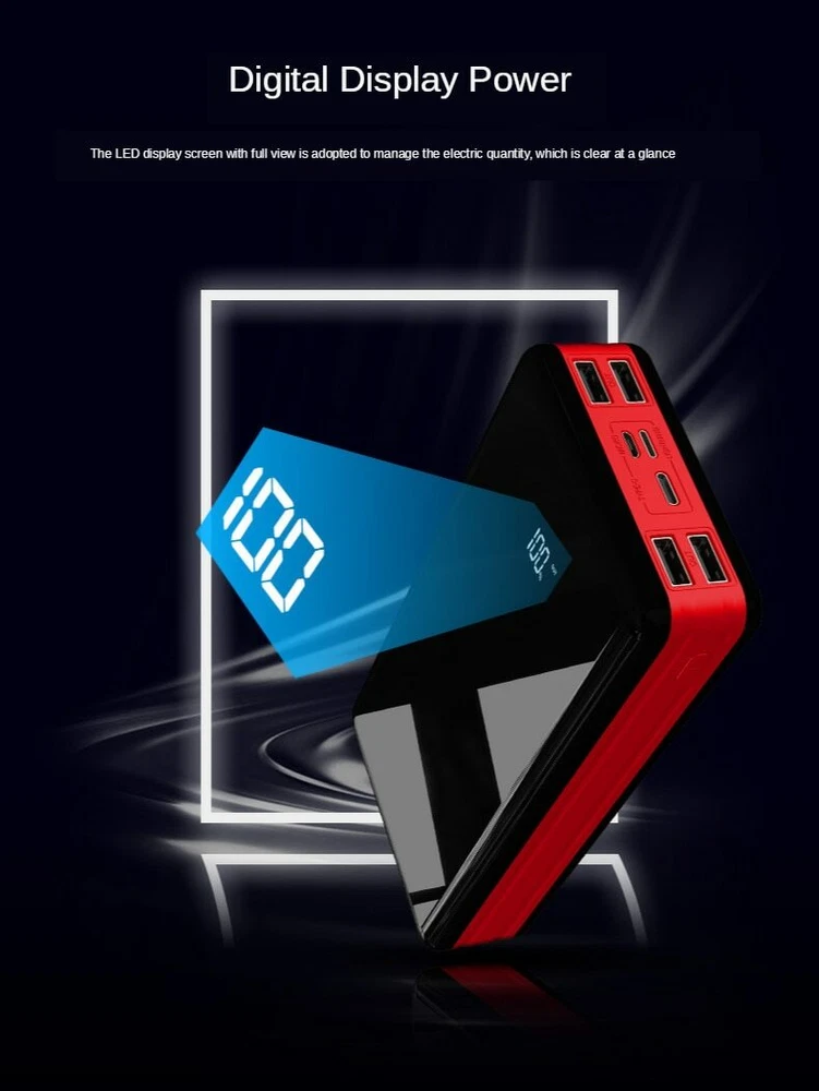 80,000mAh Power Bank with Digital Display & 4 USB Ports - High Capacity Portable Charger