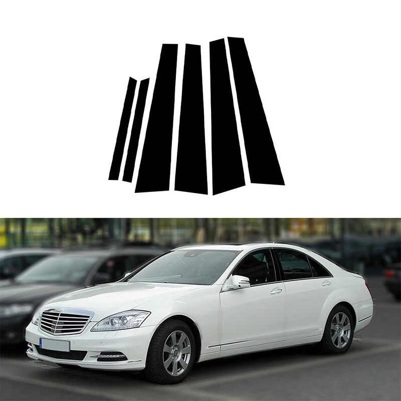 Глянцевые черные стойки стойки отделка оконных крышек для Mercedes-Benz S-класса W221 6 шт. - Изображение 2 из 4