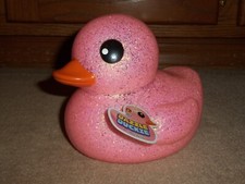 NEW, Jumbo 6" Dazzle Duckie Duck Toy LIGHT PINK GLITTER Floats In Water