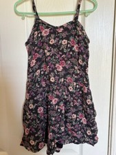 Abercrombie and Fitch Kids Black Floral Sleeveless Romper, Size 7/8