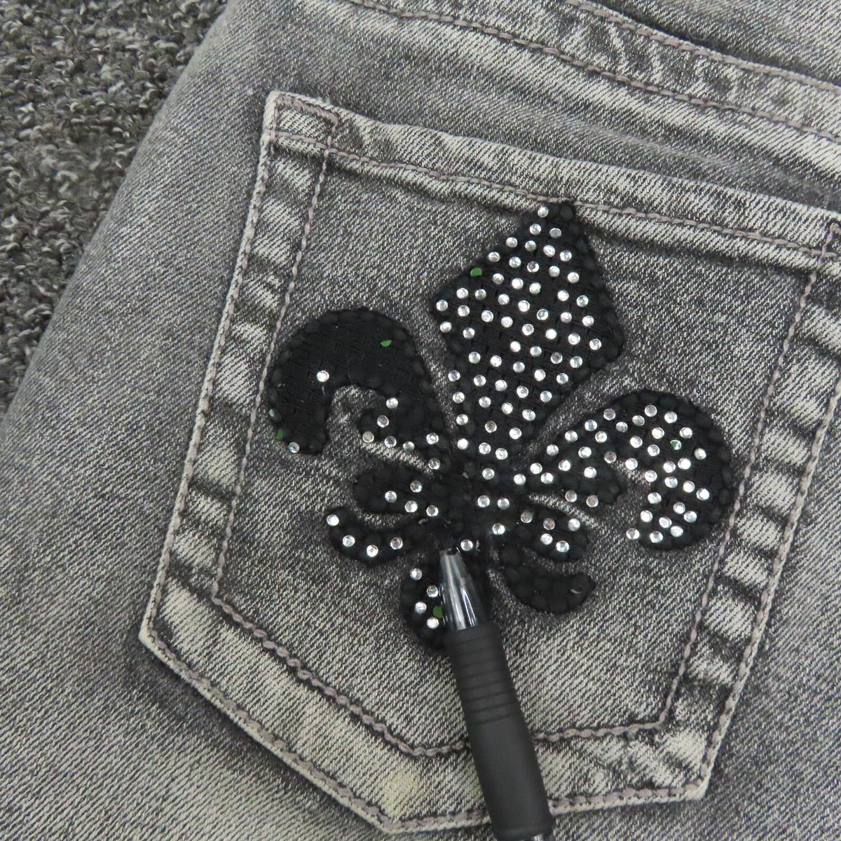 Jeans Skinny Red Rivet - Séquin, Délavé, Taille 9 Junior, Style Embellished