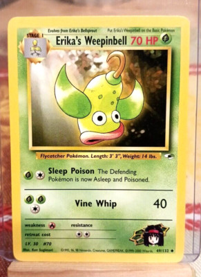 POKEMON Erika's Weepinbell 49/132 Gym Heroes Set, Uncommon, NM Condition